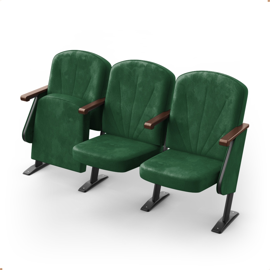 Крісло секційне ПРЕМ'ЄРА ЛІДЕР з дерев'яним підлокітником та фальшпанелями, 3шт